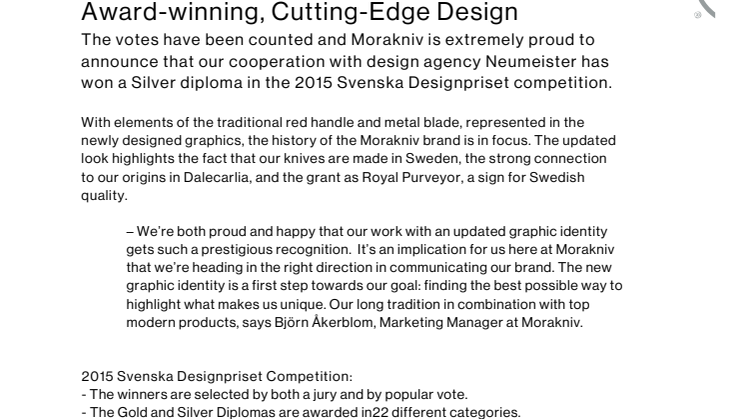 Morakniv prisade för knivskarp grafisk design