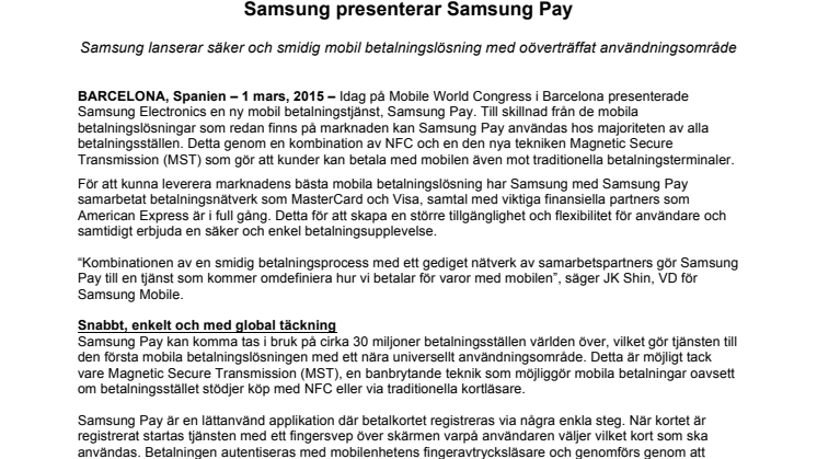 Samsung presenterar Samsung Pay