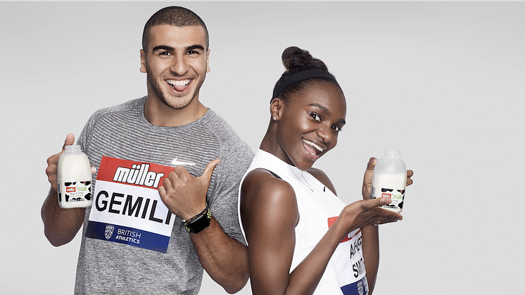 Müller brand ambassadors Adam Gemili and Dina Asher-Smith