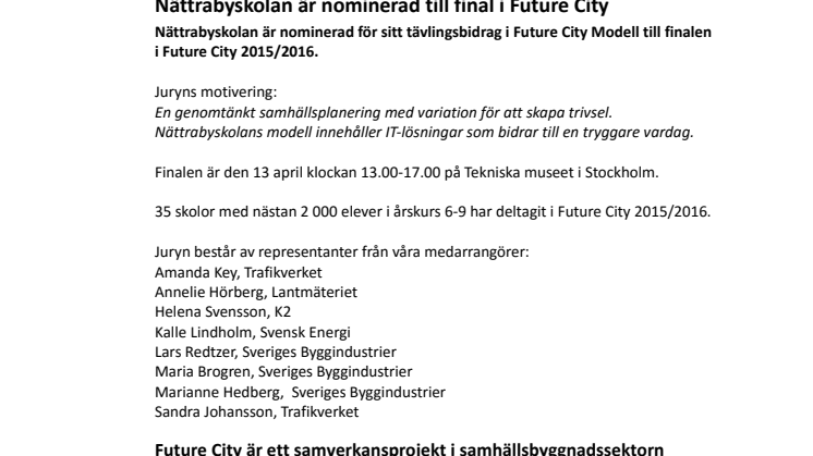 Nättrabyskolan är nominerad till final i Future City
