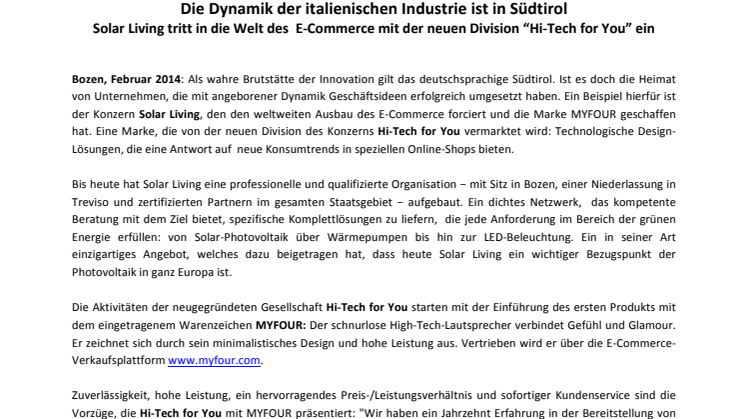 MYFOUR SPEAKER − Symbiose aus Bluetooth-High-Tech und Design aus Südtirol