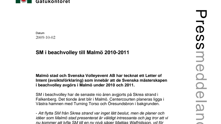 SM i beachvolley till Malmö 2010-2011