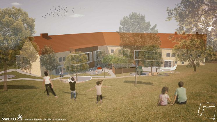 Mossebo förskola i Husie. Illustration: Sweco Architects