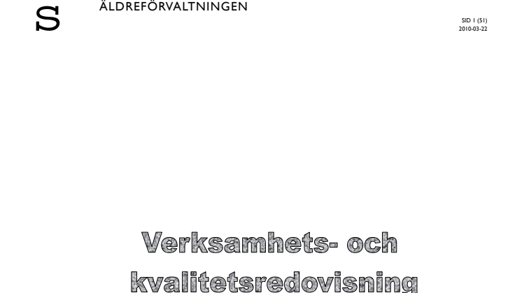 Verksamhets- och kvalitetsredovisning äldreomsorg 2009