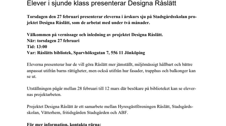 Elever i sjunde klass presenterar Designa Råslätt