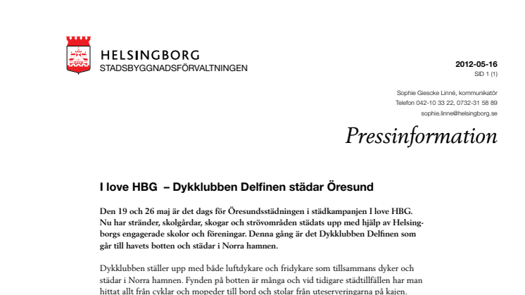 I love HBG  – Dykklubben Delfinen städar Öresund
