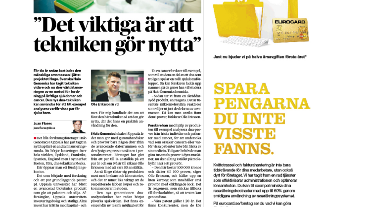 Halo Genomics in Dagens Nyheter, article by Juan Flores
