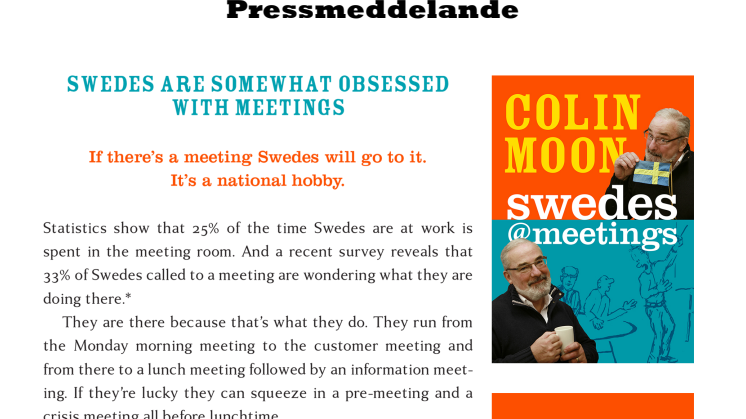 NY bok ute nu! "Swedes are somewhat obsessed with meetings" säger författaren.