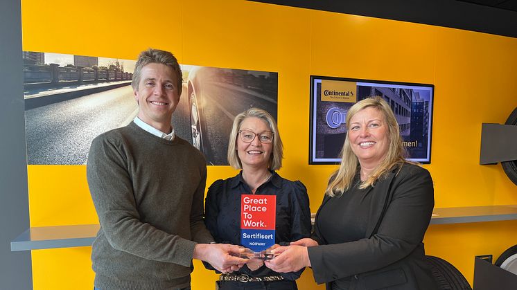 ﻿﻿Lars Kaldhussæter, ﻿Gyda Bjering-Strand og Helene Tunge fra Continental Dekk Norge. 