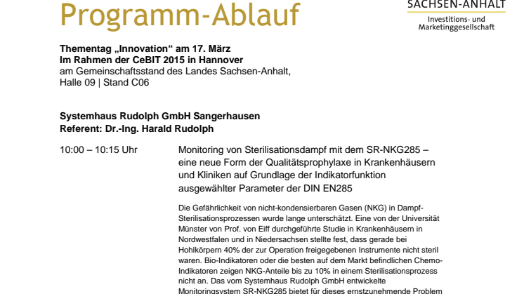 Sachsen-Anhalt auf der CeBIT 2015 - Programm der Thementage