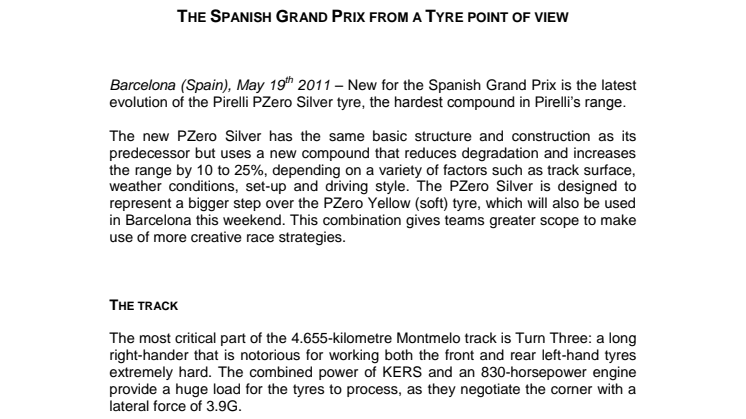 Pirelli PZero och F1-teamen tillbaka i Barcelona för femte gången, dags för Spaniens GP.