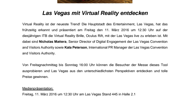 Las Vegas mit Virtual Reality entdecken