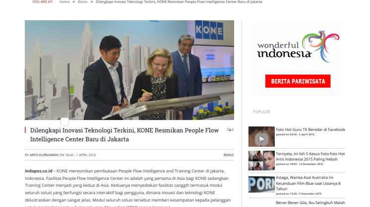 Dilengkapi Inovasi Teknologi Terkini, KONE Resmikan People Flow Intelligence Center Baru di Jakarta