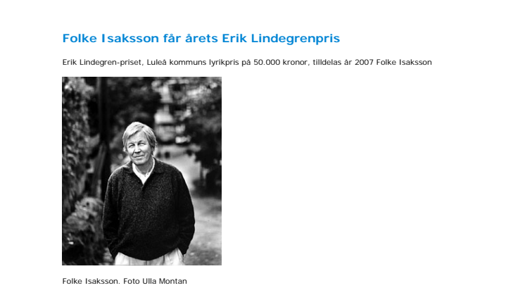 Lyrikpris till Folke Isaksson