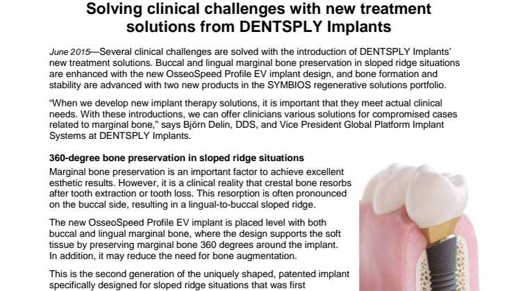 Solving clinical challenges with new treatment solutions from DENTSPLY Implants 