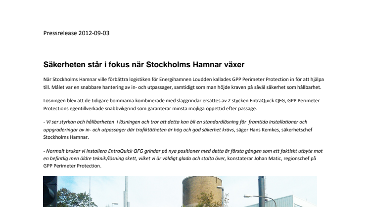 Säkerheten står i fokus när Stockholms Hamnar växer