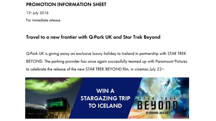 Travel to a new frontier with Q-Park UK and Star Trek Beyond