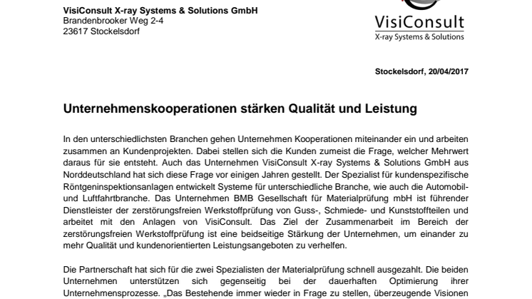 Unternehmenskooperationen stärken Qualität und Leistung