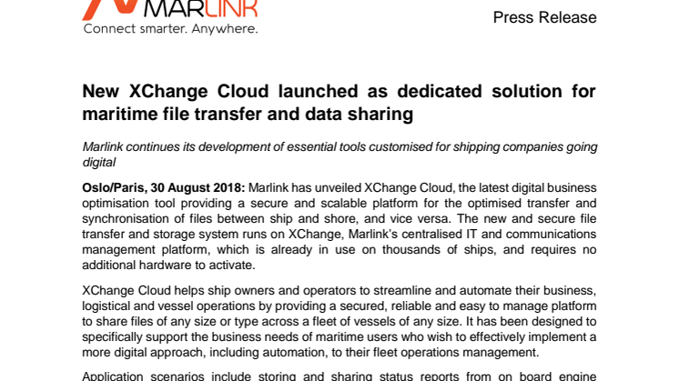 New XChange Cloud launched as dedicated solution for maritime file transfer and data sharing 
