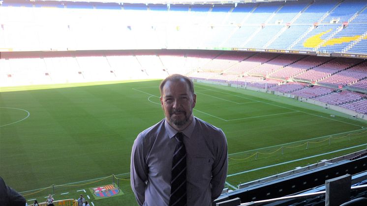 Dr Paul Cook at Camp Nou; home of FC Barcelona