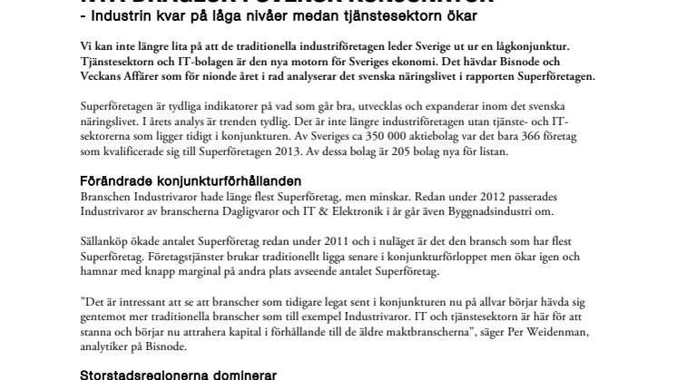 Superföretagen 2013: Nya draglok i svensk konjunktur
