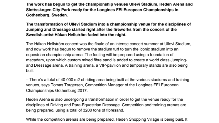 Ullevi Stadium and Heden Arena are getting championship ready
