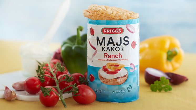 Friggs Majskakor Ranch är krispigt goda, glutenfria och kan njutas av när som!