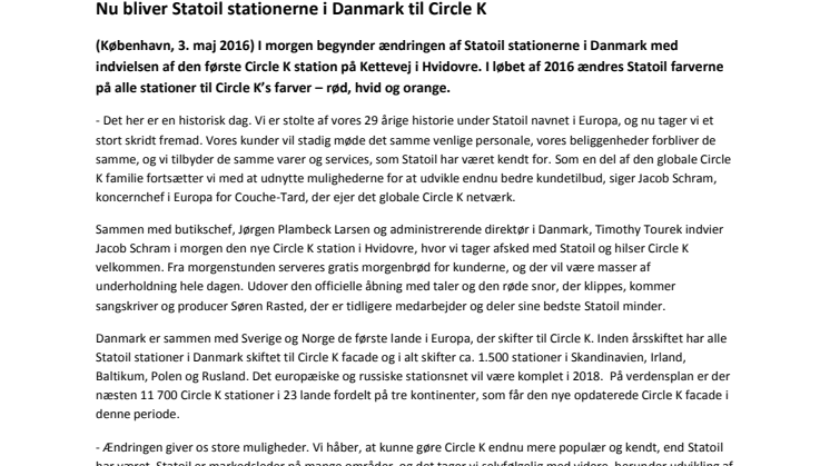 Nu bliver Statoil-stationerne i Danmark til Circle K