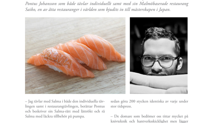 Pontus Johansson tävlar med SALMA i sushi-VM