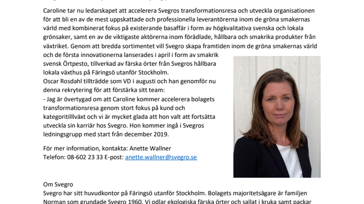 Svegros kund- och innovationsfokus utökas genom ny försäljningschef från Arla