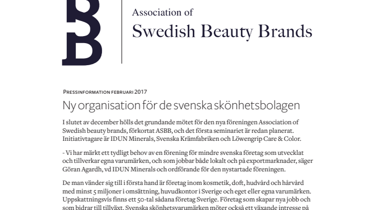 Ny organisation för de svenska skönhetsbolagen