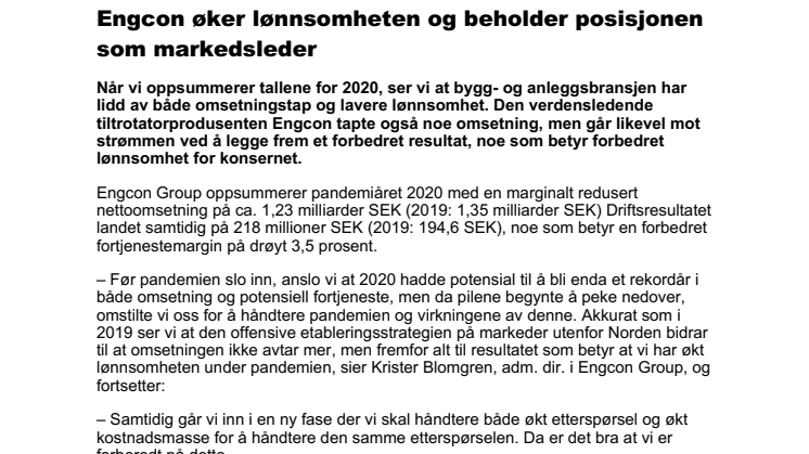 201021_press_Engcon øker lønnsomheten og beholder posisjonen som markedsleder