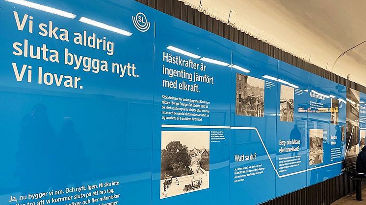 Vägg på Fridhemsplans tunnelbanestation berättar om SL:s historia