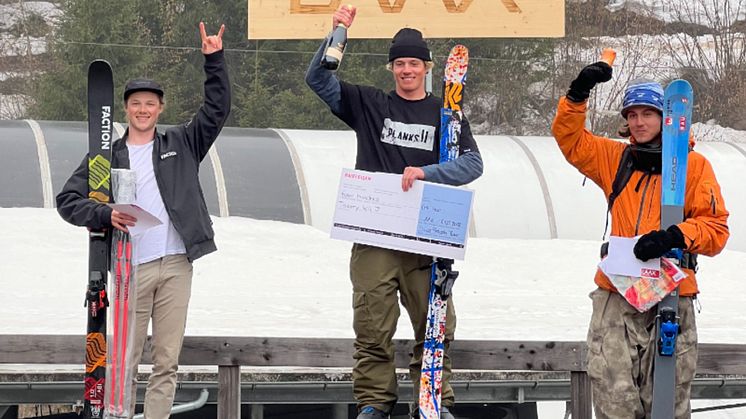 Emil Granbom slutade trea på Europacupen i Laax, Schweiz. Foto: SSF.