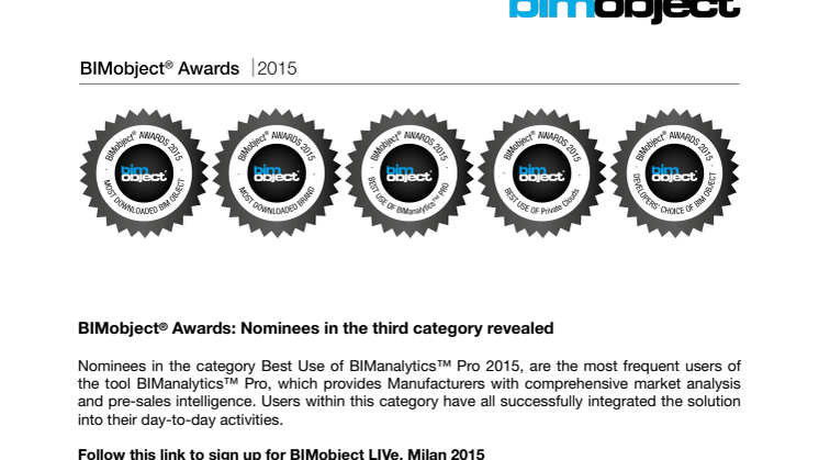 BIMobject® Awards: Nominees in the third category revealed