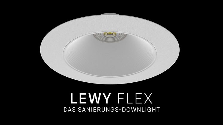 Lewy Flex ist das neue Sanierungs-Downlight der LTS Licht & Leuchten GmbH, das eine Vielzahl von Deckenausschnitten abdeckt. Lewy Flex vereint Innovation, Effizienz und Umweltschutz in einem modernen Design.