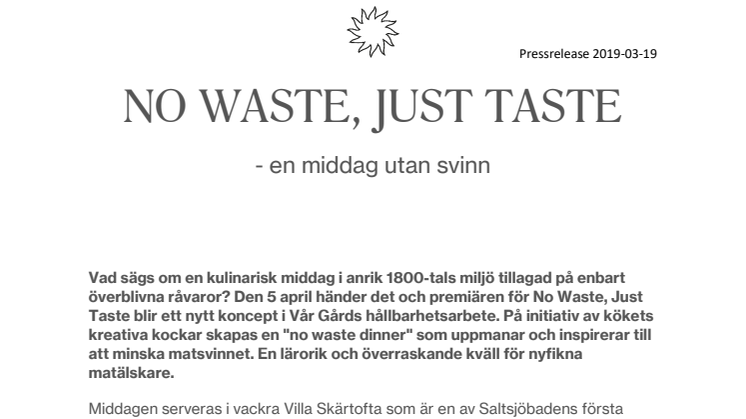 No Waste, Just Taste  - en middag utan svinn