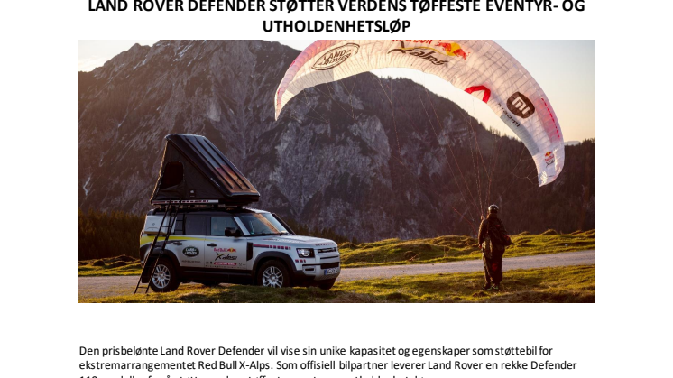 Land Rover Defender støtter verdens tøffeste eventyr- og utholdenhetsløp