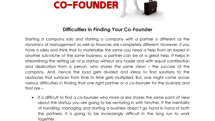 Difficulties in Finding Your Co-Founder