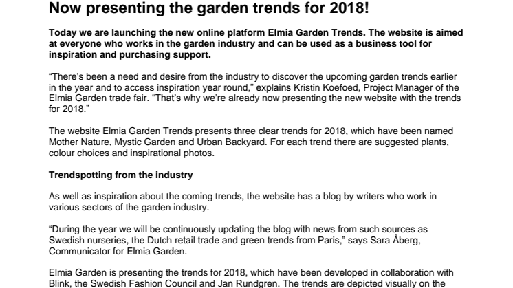 Now presenting the garden trends for 2018!