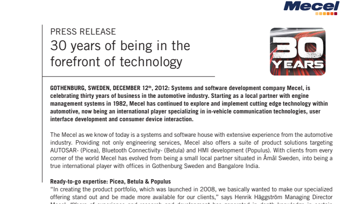 30 years of being in the forefront of technology