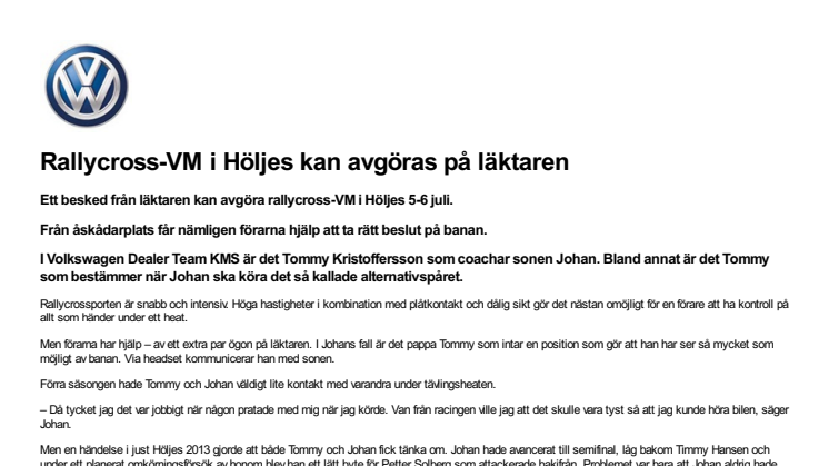 Rallycross-VM i Höljes kan avgöras på läktaren