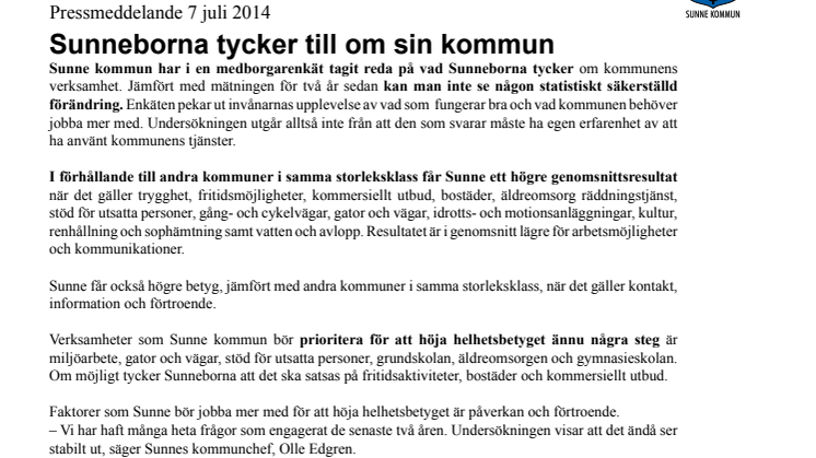 Sunneborna tycker till om sin kommun