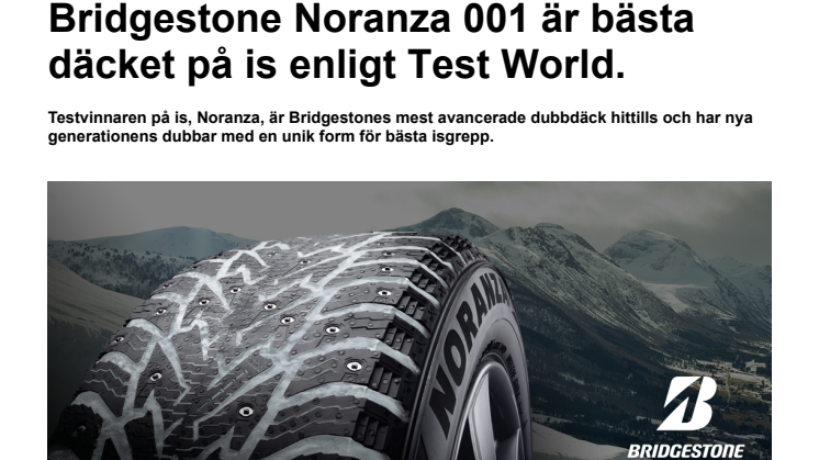 Bridgestone Noranza 001 är bästa däcket på is enligt Test World