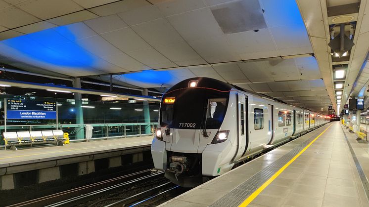 Moorgate unit 717002 off route at London Blackfriars, testing ETCS as part of the East Coast Digital Programme