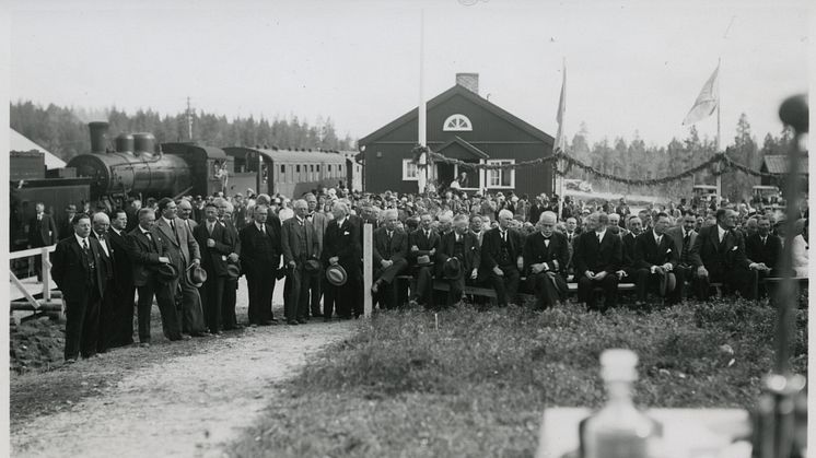 Från den stora invigningen av Inlandsbanan, Kåbdalis 6:e augusti 1937. Foto: digitaltmuseum.se 
