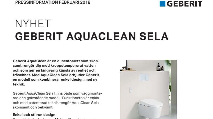 Pressinformation om AquaClean Sela