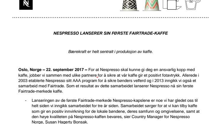 Nespresso lanserer sin første Fairtrade-kaffe