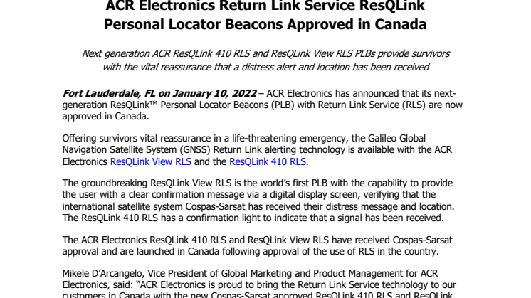 Jan 10th 2022 - ACR RLS ResQLink PLBs Approved in Canada.pdf