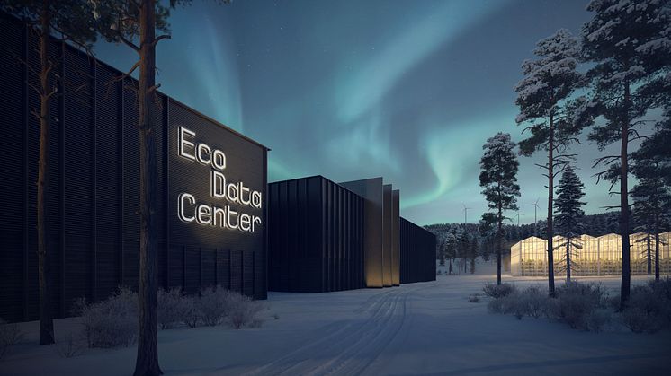 Visionsbild av EcoDataCenter 2 som ska byggas i Östersund: 3D House & Nordisk Kombinationer Arkitekter